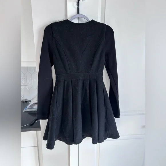 Point Zero Women's Black Faux Fur Blend Trim Coat Size Small - Picture 2 of 6